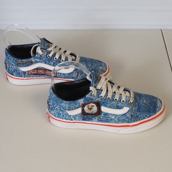 Vans Cobra Kai Karate Kid All Valley Sneakers Sz 2.5 No Mercy Eagle Fang Denim - Picture 2 of 16
